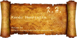 Kenéz Henrietta névjegykártya